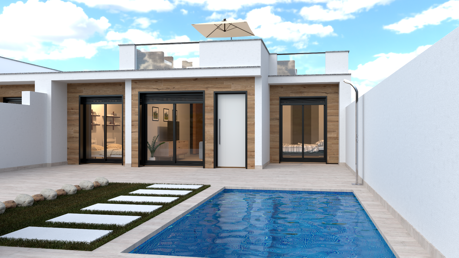 Vijf fraaie villa's met eigen zwembad in een klein complex