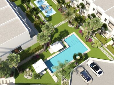 Klein project:  fraaie woningen, met gezamenlijk zwembad