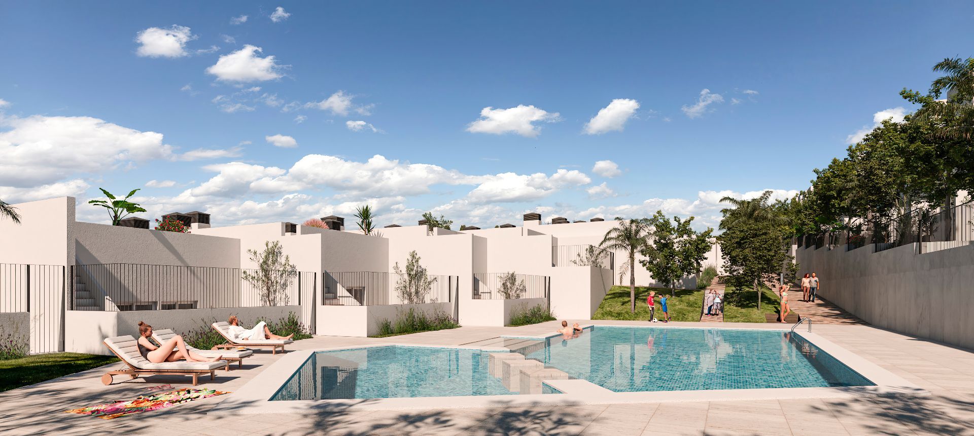 Vrijstaande villa's met gezamenlijk zwembad. Garage mogelijk